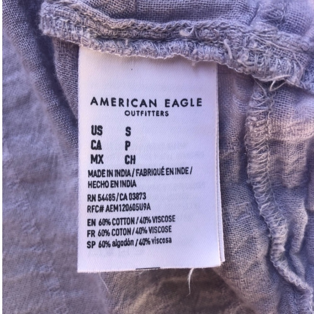 American Eagle Lavender Oversized Peasant Tiered Open Back Long Sleeve Blouse - Picture 4 of 8